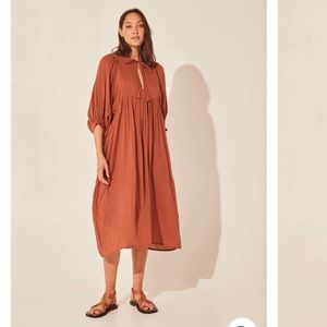 Daughters of India rust gauze Kyra midi dress